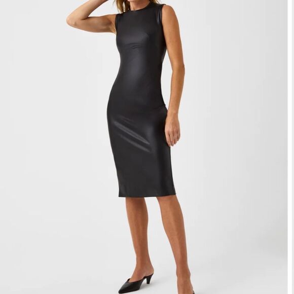 SPANX Dresses & Skirts - Spanx Leather-Like Sleeveless Sheath Dress NWT